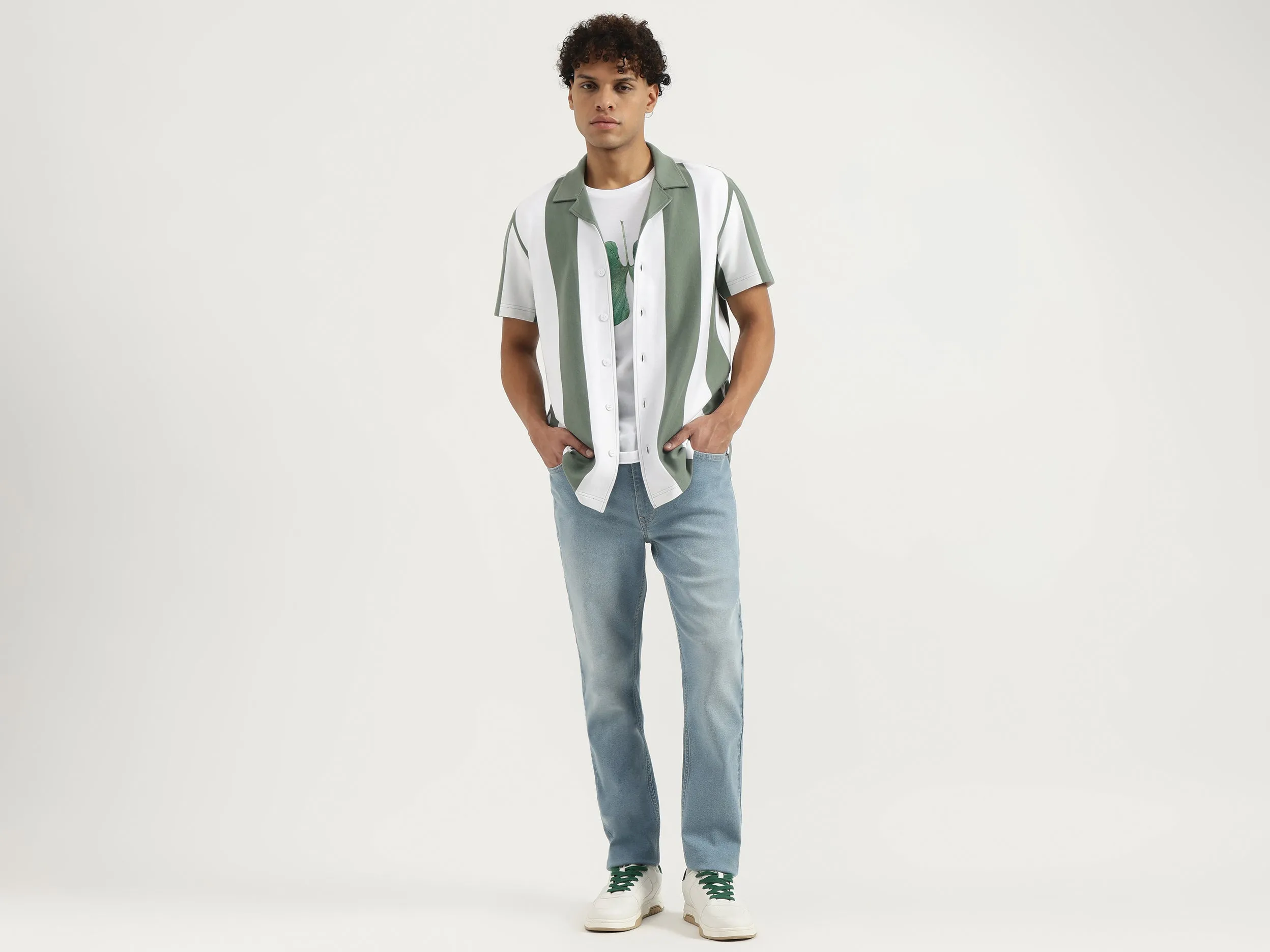 Relaxed Resort Collar Striped Shirt