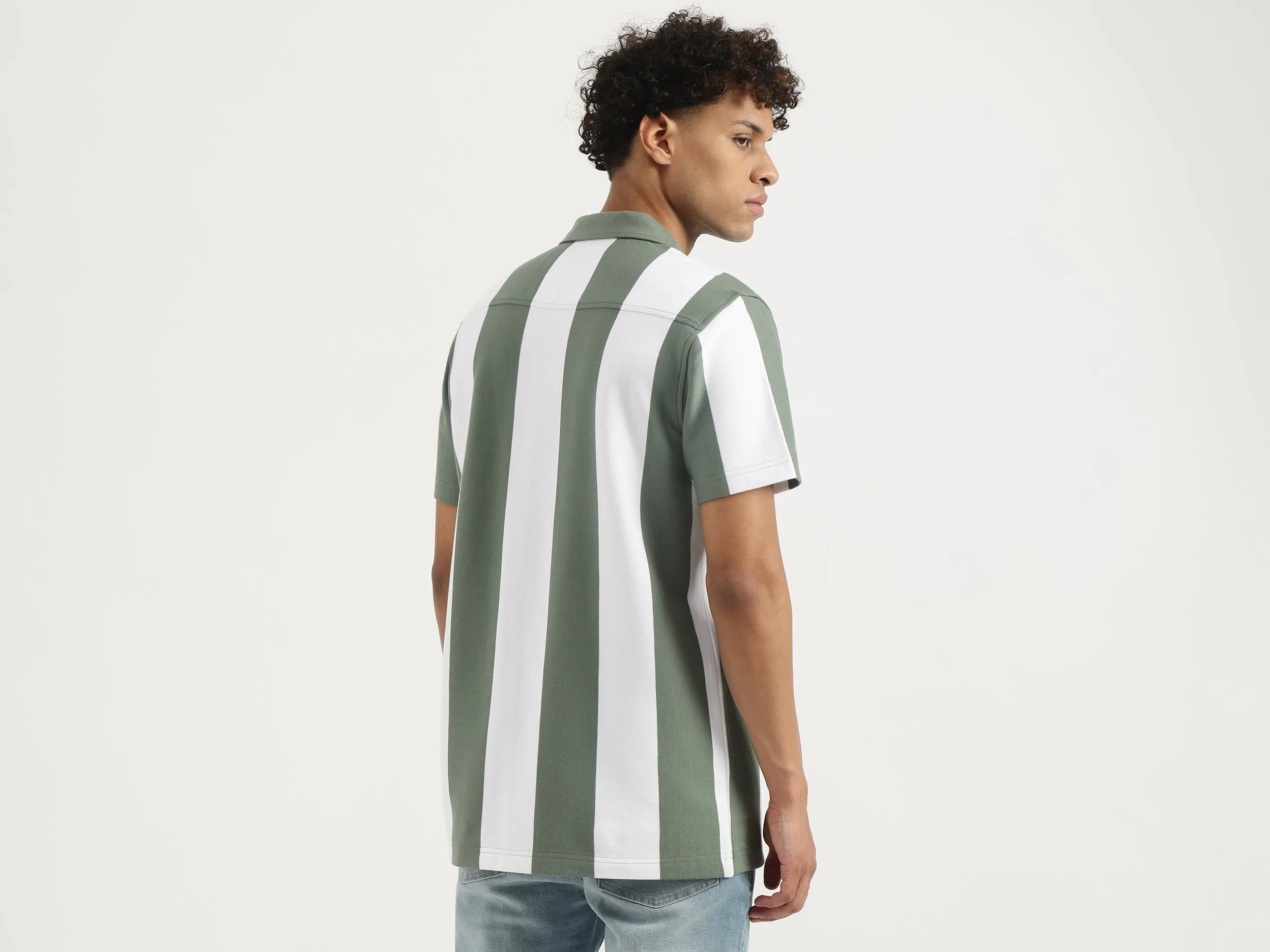 Relaxed Resort Collar Striped Shirt