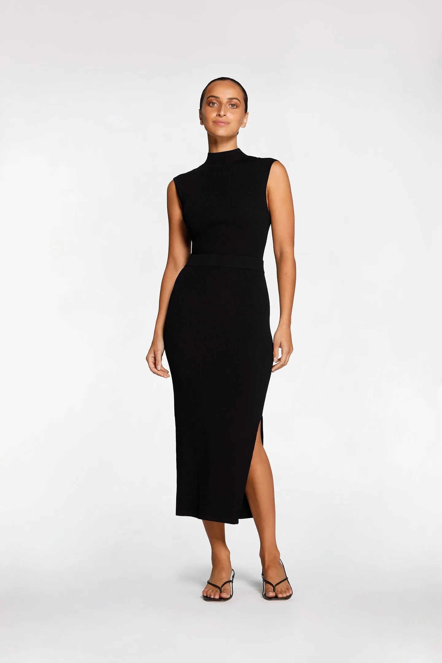RIB SIDE SPLIT SKIRT