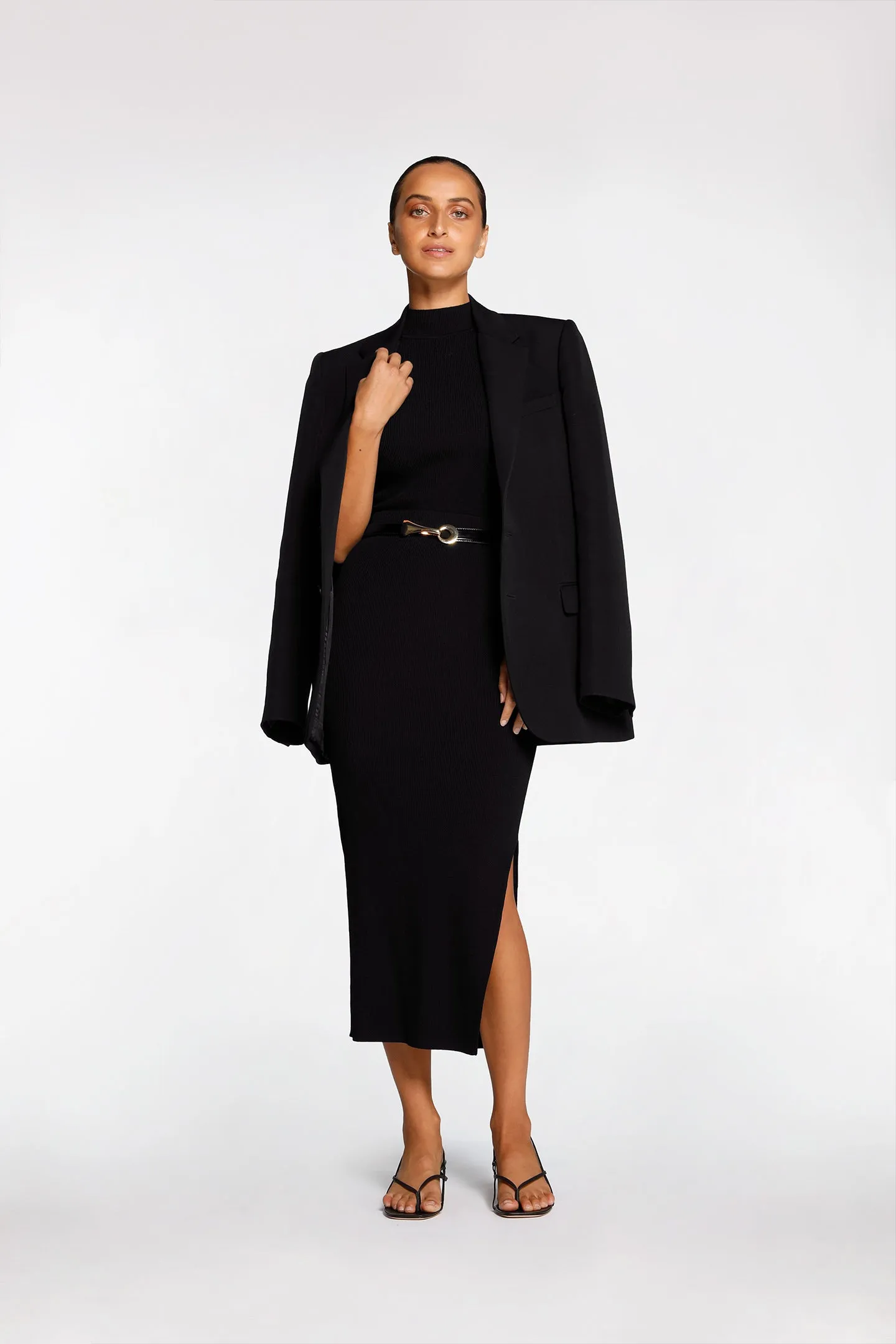 RIB SIDE SPLIT SKIRT