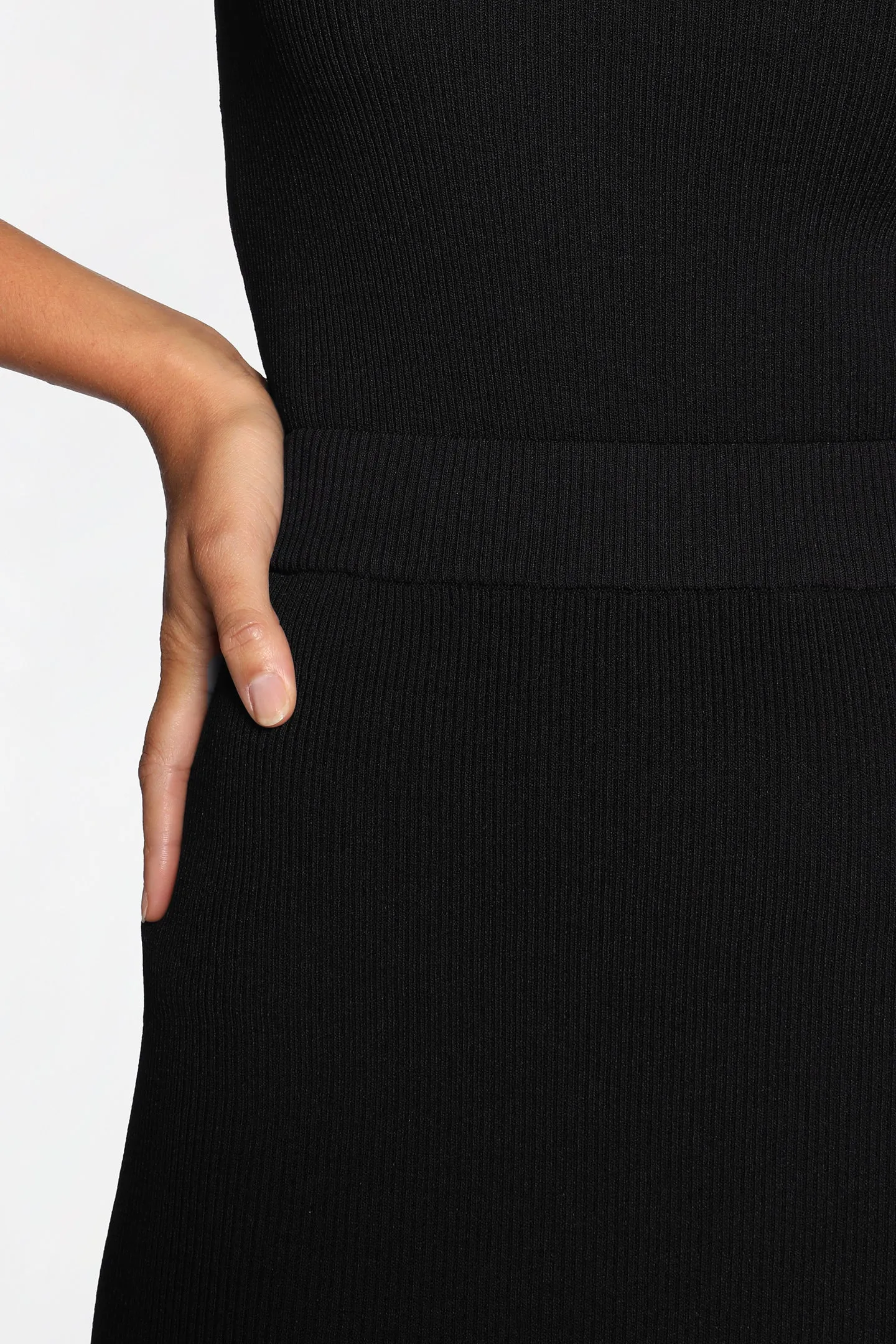 RIB SIDE SPLIT SKIRT