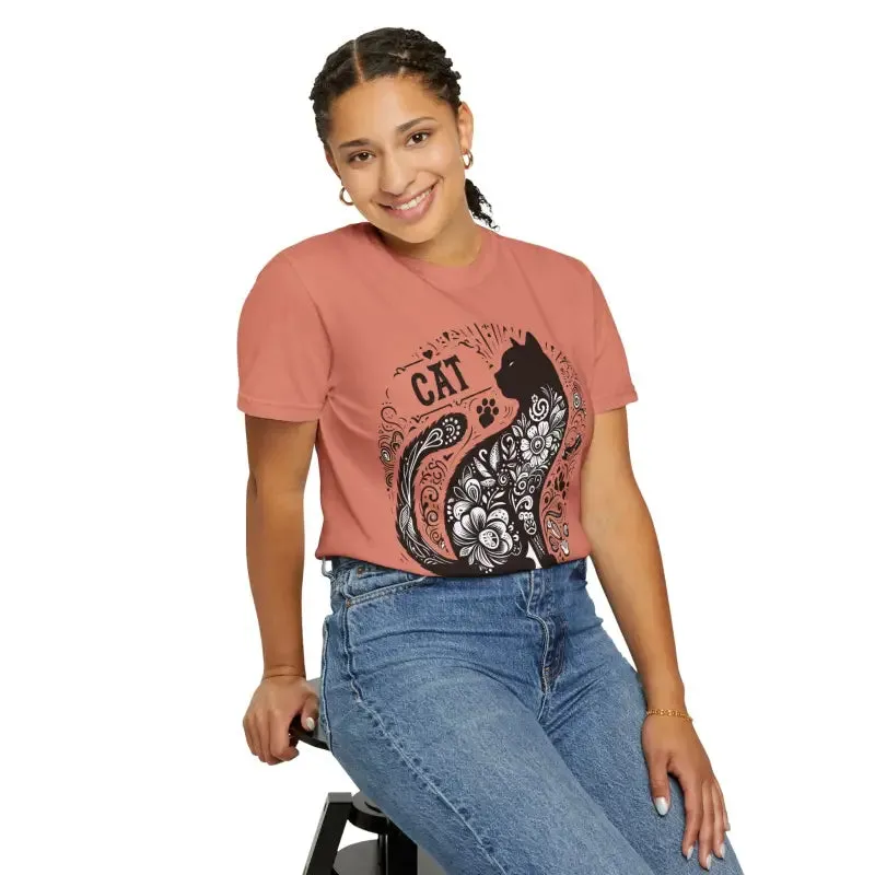 Rock that Floral Unisex Tee with Artistic Cat Design