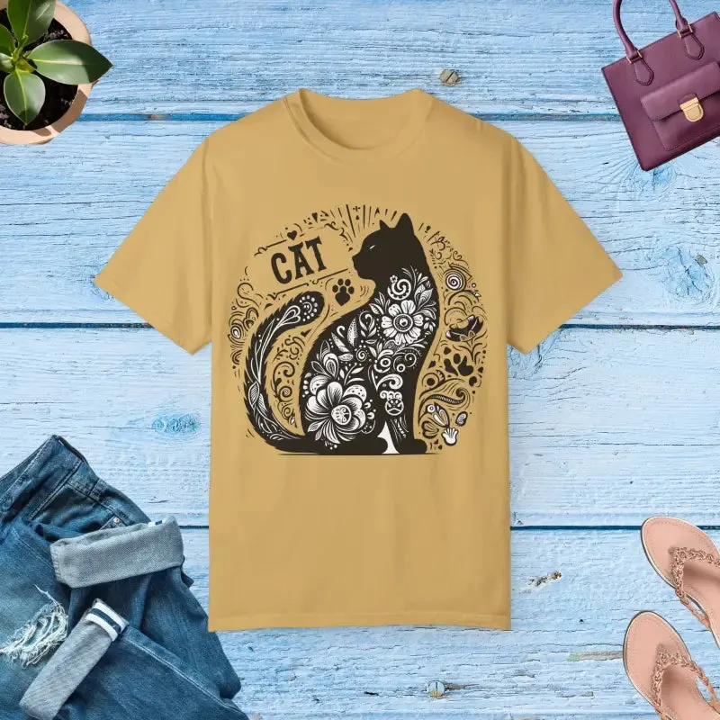 Rock that Floral Unisex Tee with Artistic Cat Design
