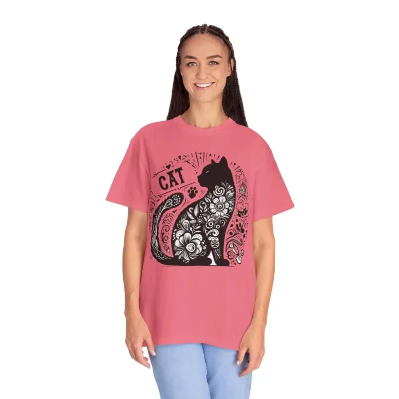 Rock that Floral Unisex Tee with Artistic Cat Design