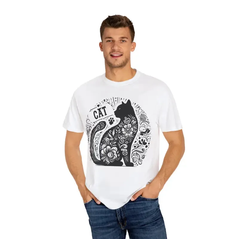Rock that Floral Unisex Tee with Artistic Cat Design