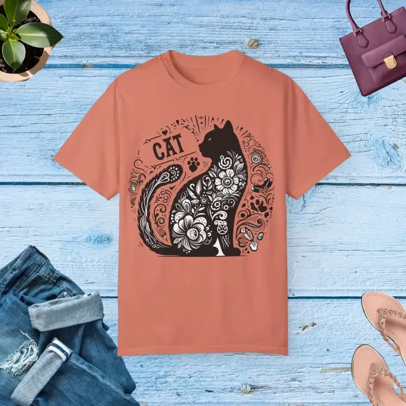 Rock that Floral Unisex Tee with Artistic Cat Design
