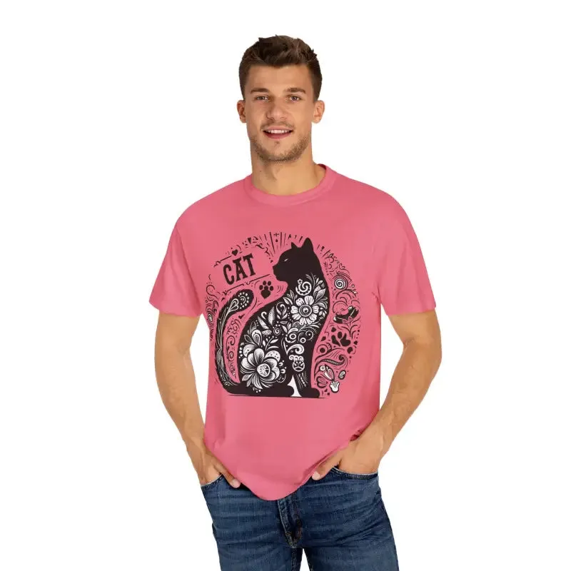 Rock that Floral Unisex Tee with Artistic Cat Design
