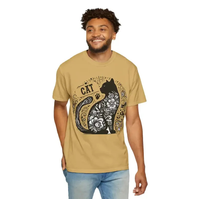 Rock that Floral Unisex Tee with Artistic Cat Design
