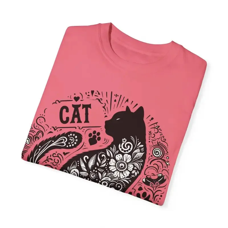 Rock that Floral Unisex Tee with Artistic Cat Design