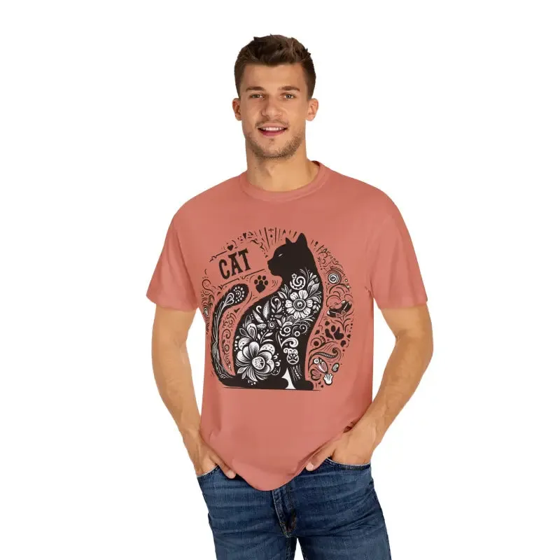 Rock that Floral Unisex Tee with Artistic Cat Design