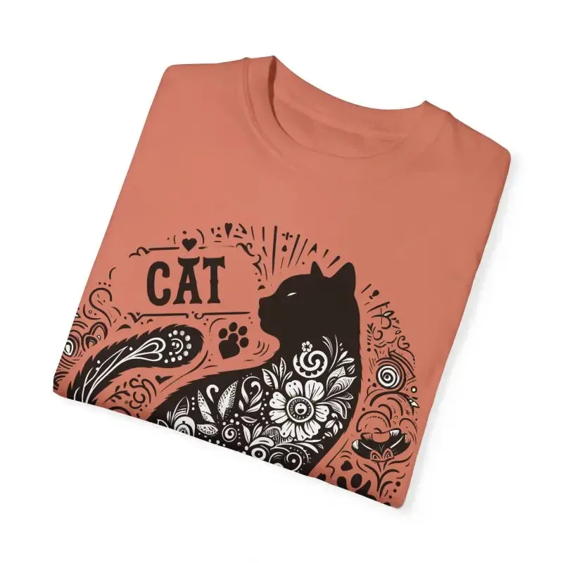 Rock that Floral Unisex Tee with Artistic Cat Design