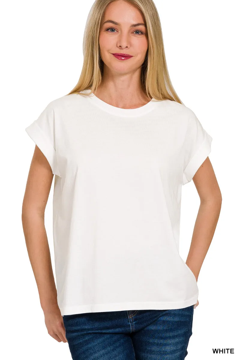 Rolled Short Sleeve Top