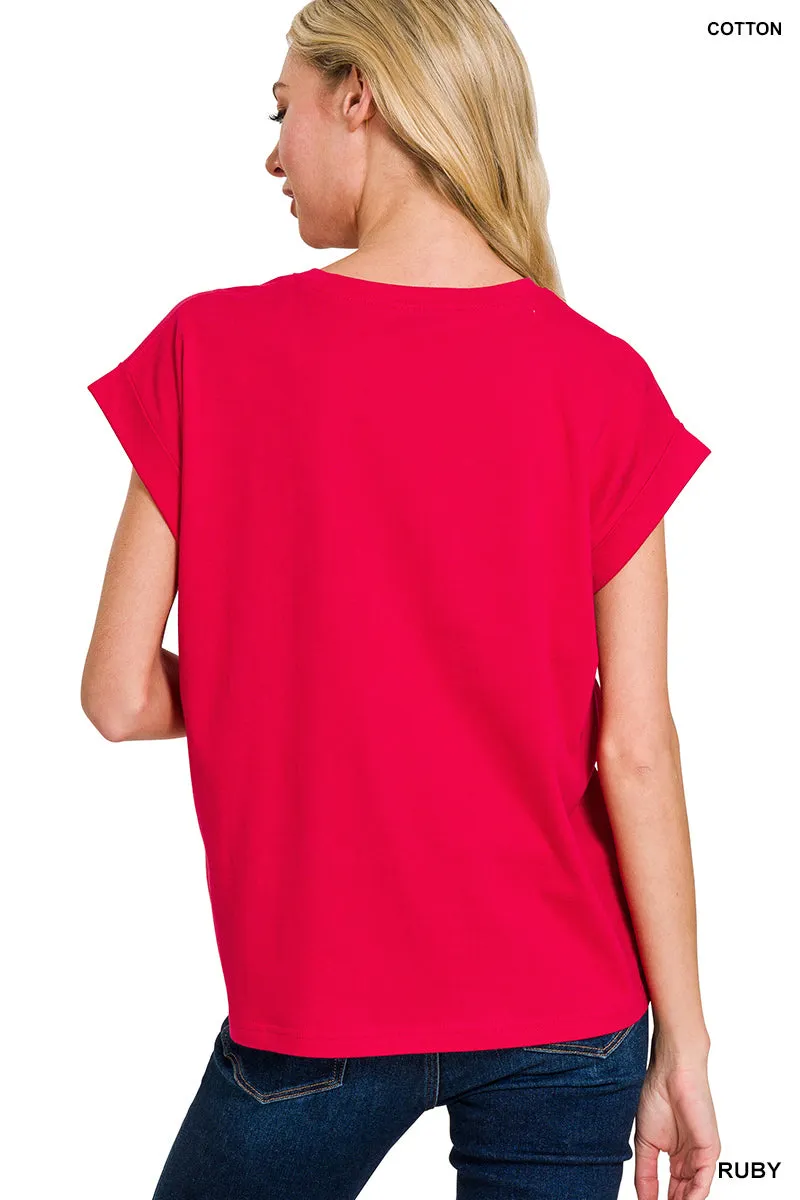 Rolled Short Sleeve Top