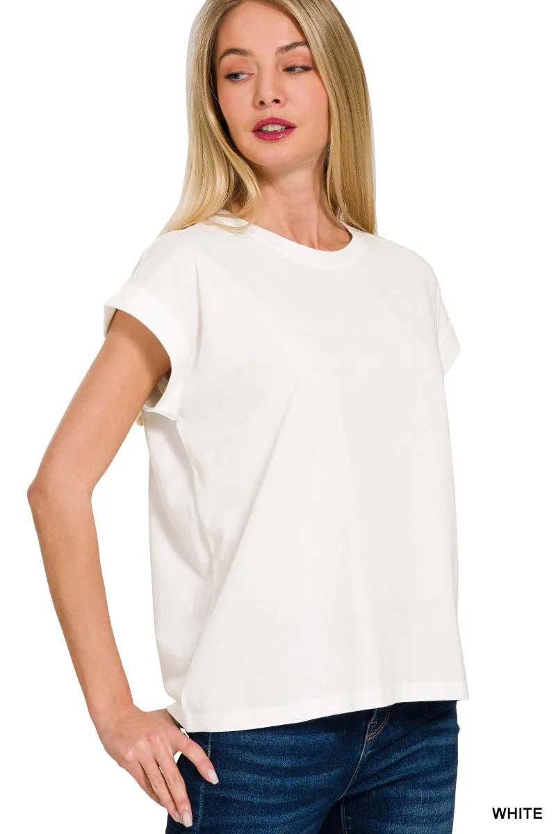 Rolled Short Sleeve Top