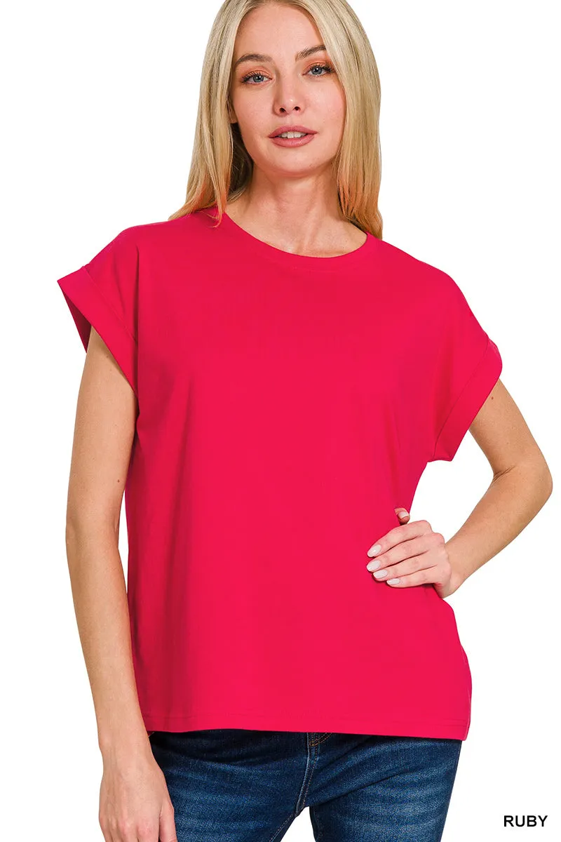 Rolled Short Sleeve Top