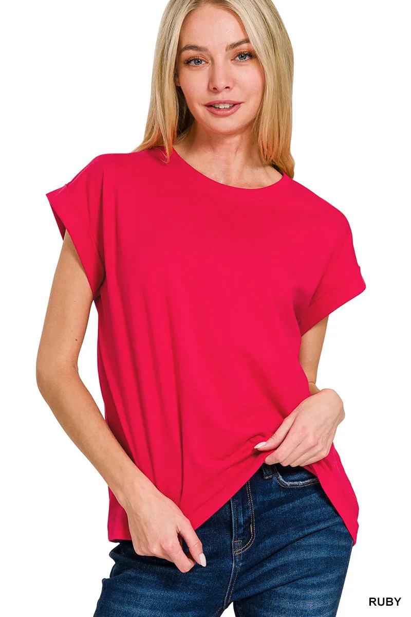 Rolled Short Sleeve Top