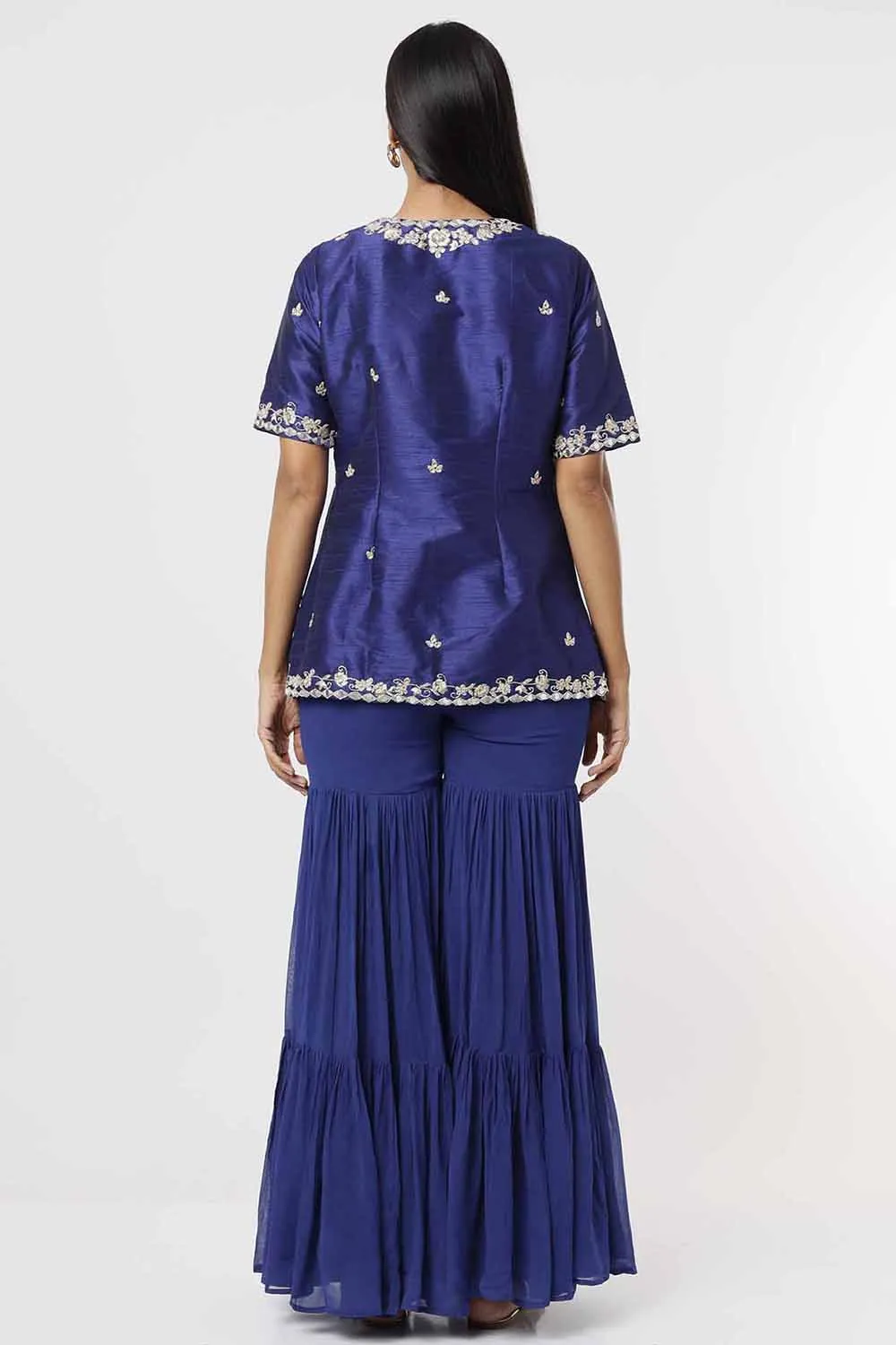 Royal Blue Kurta And Sharara Set