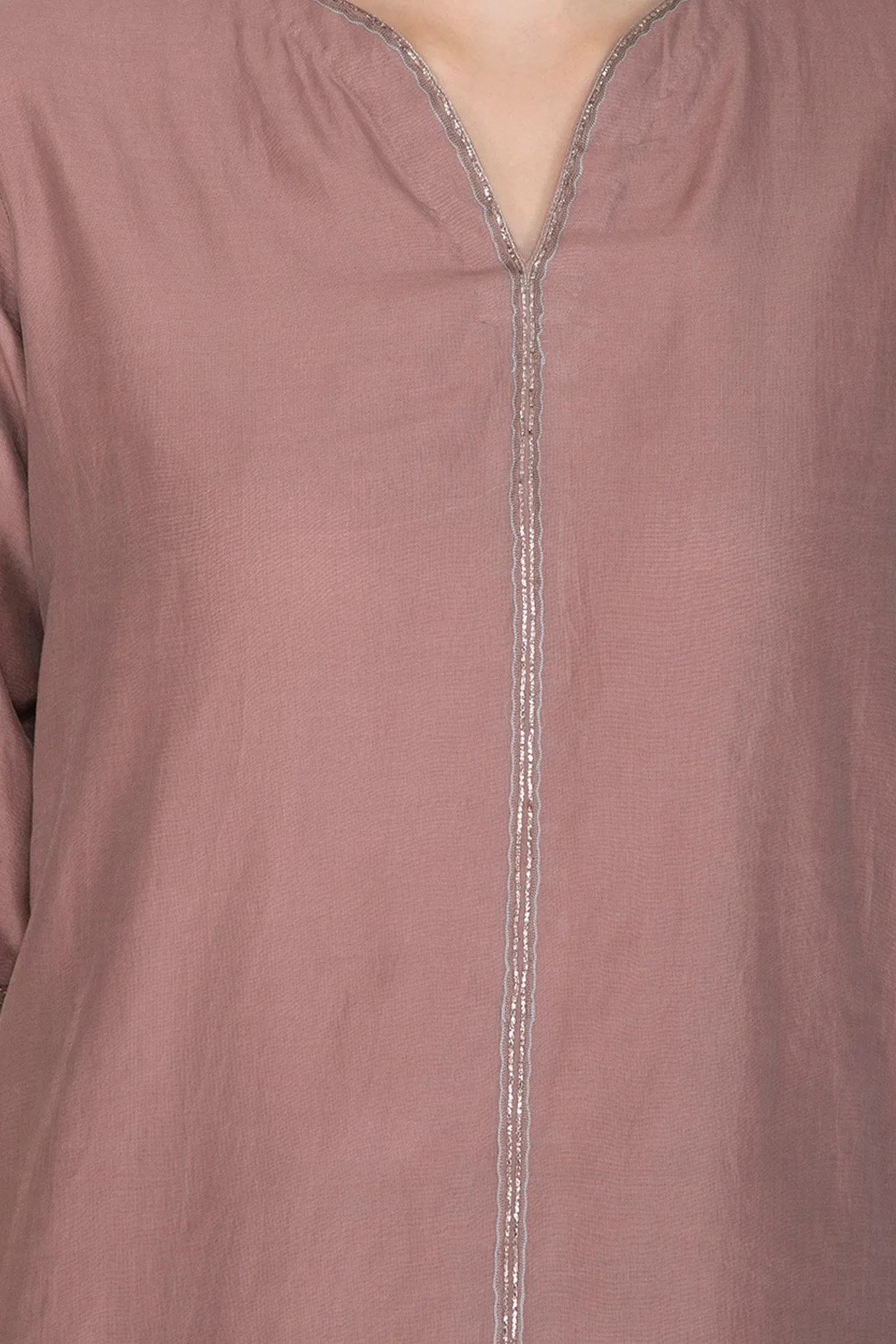 Rust Embroidered Kurta Set