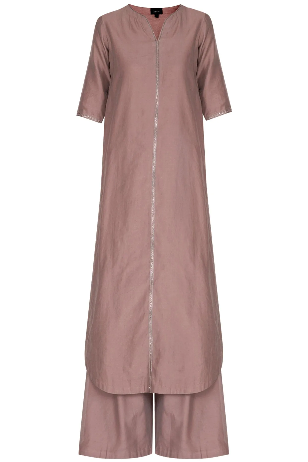 Rust Embroidered Kurta Set