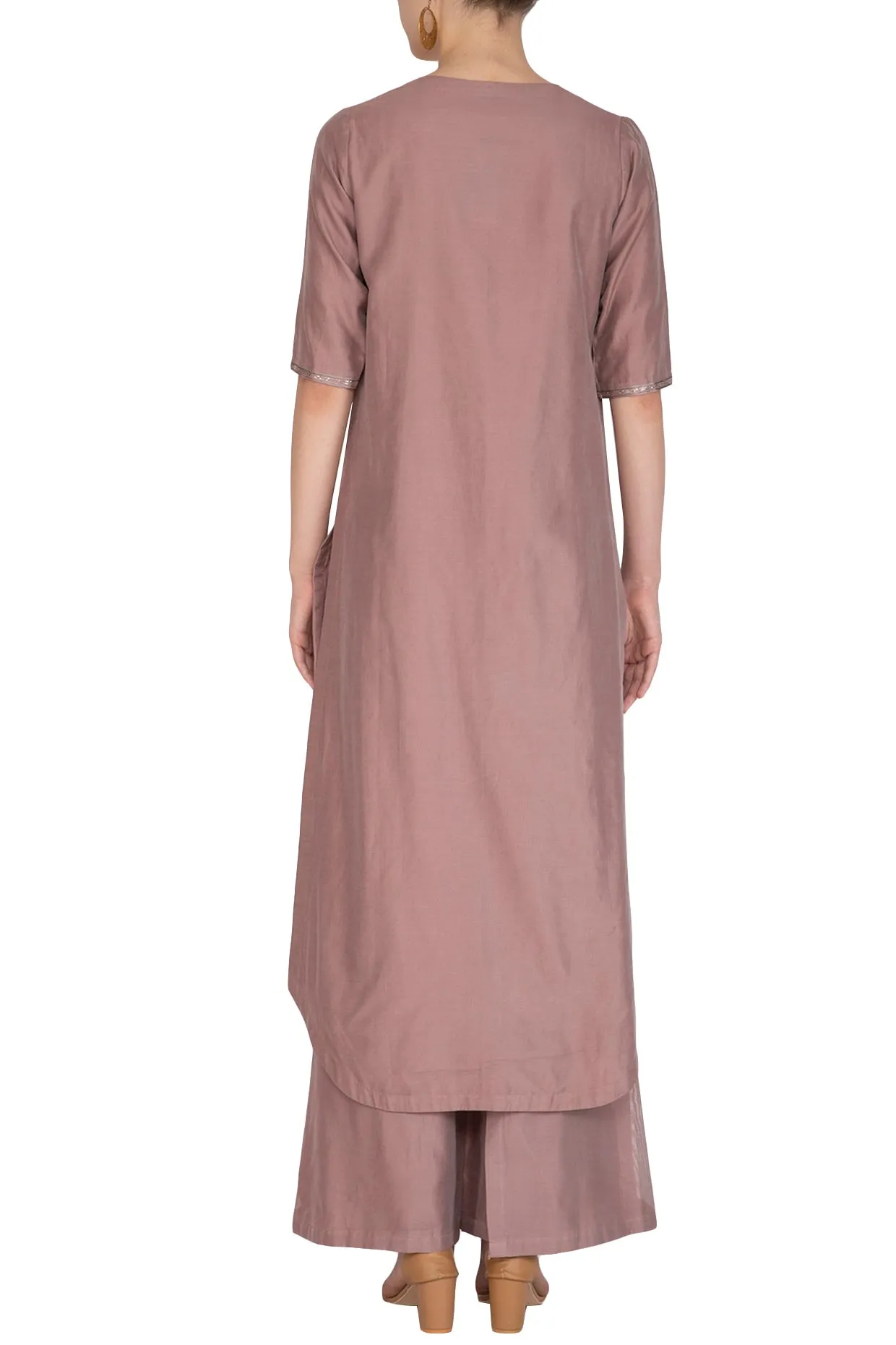 Rust Embroidered Kurta Set