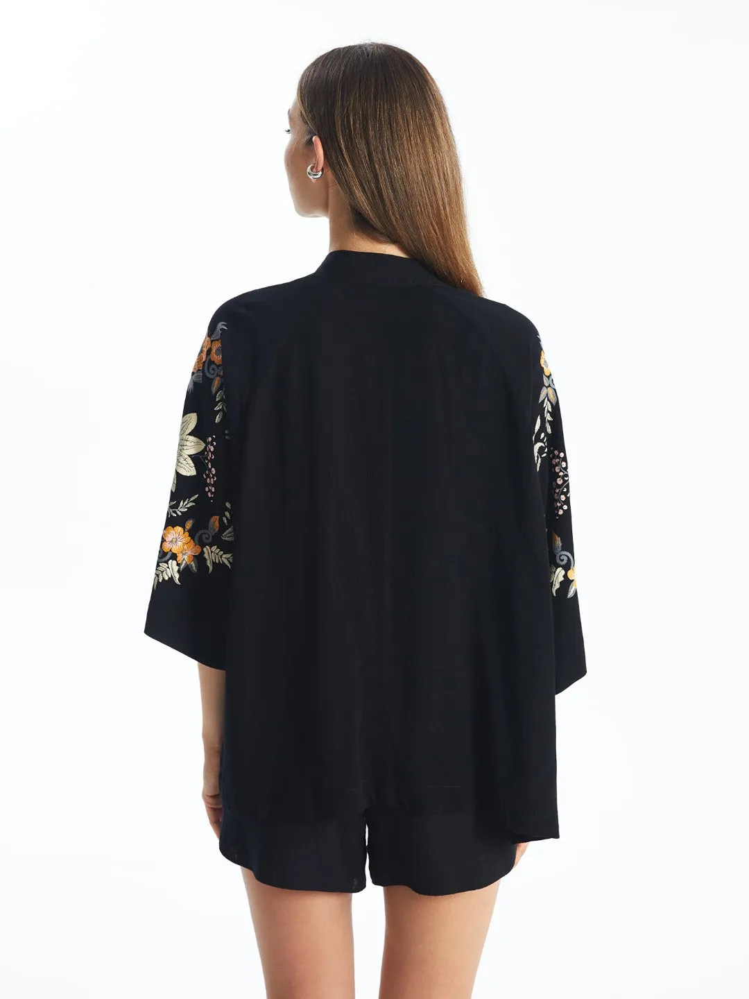 Shawl Collar Floral Oversize Women's Kimono