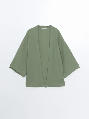 Shawl Collar Plain Long Sleeve Women's Kimono