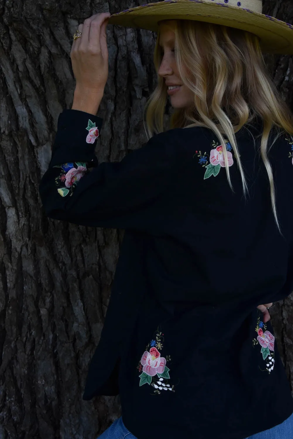 She Rides Wild Horses Cotton Appliqué Blouse