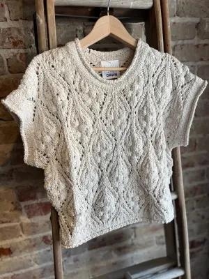 Short Sleeved Knit Sweater- Cream