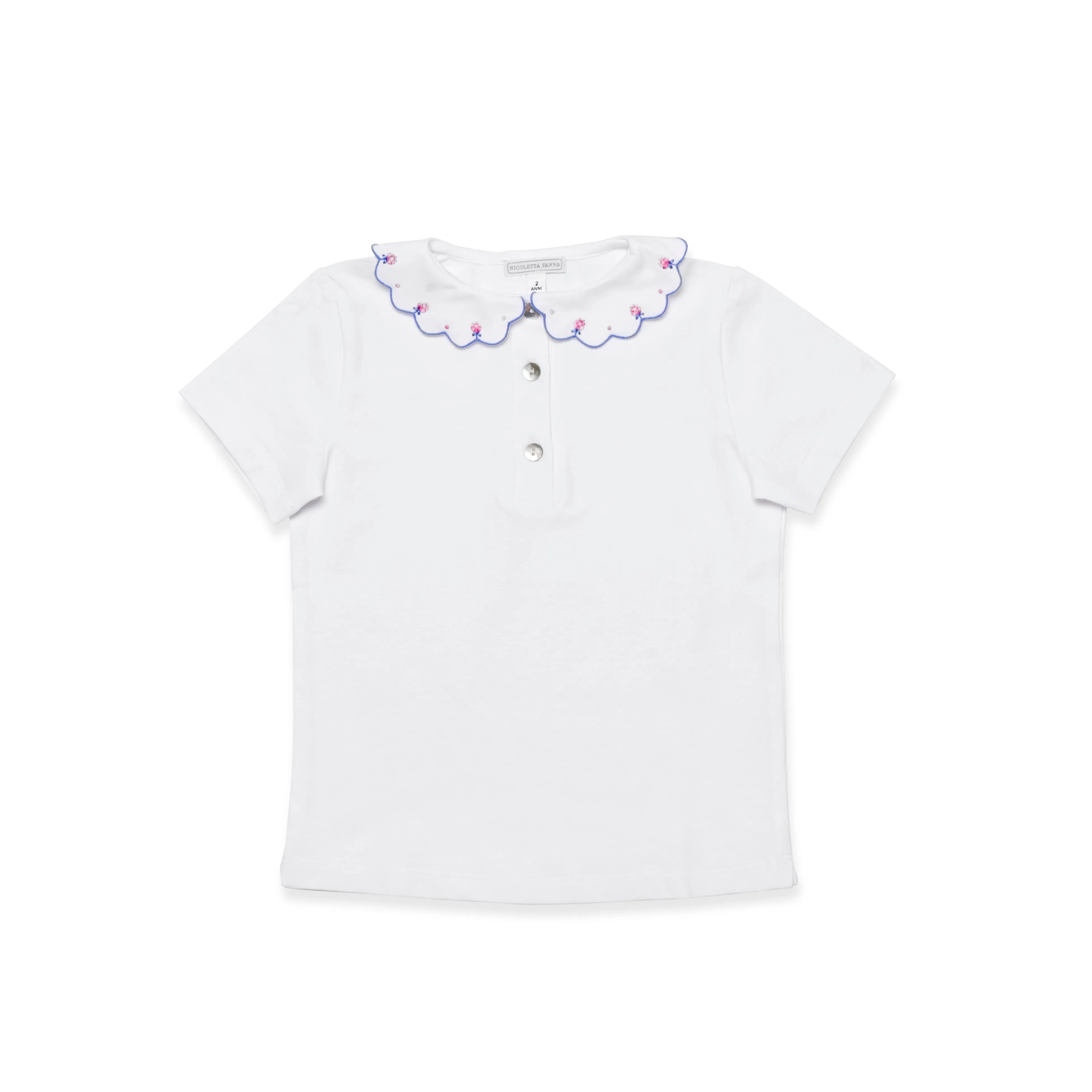 Short sleeves T-shirt -Blue/Pink flowers