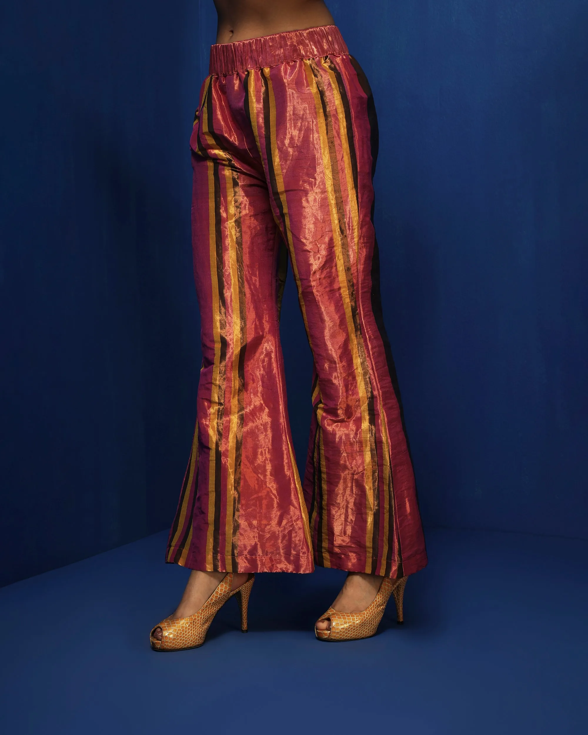 Silk tissue bell bottom pants