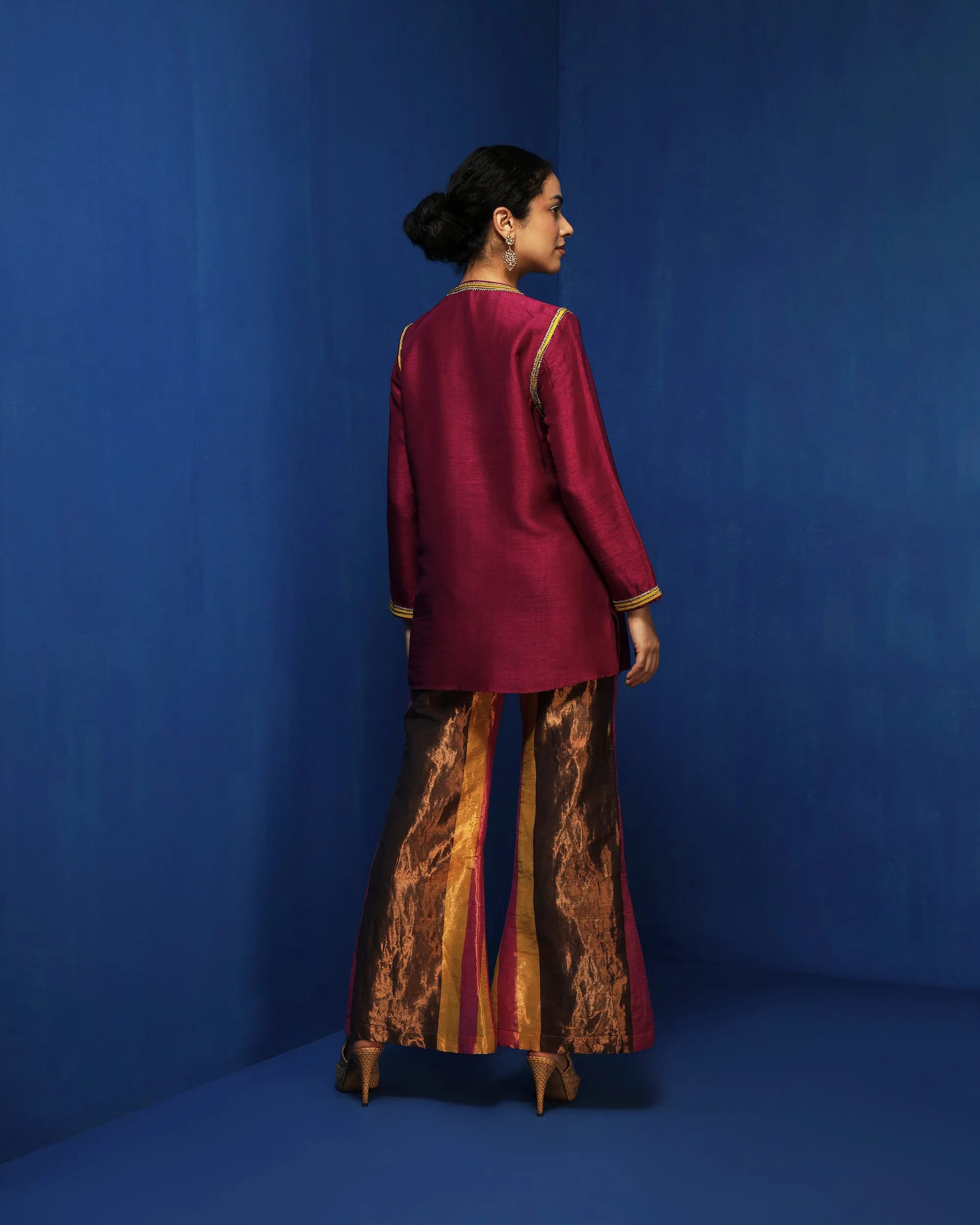 Silk tissue bell bottom pants