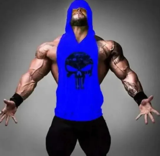 Skull Graphic Muscle Hoodie Tank