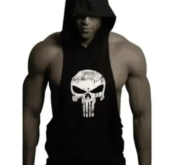 Skull Graphic Muscle Hoodie Tank
