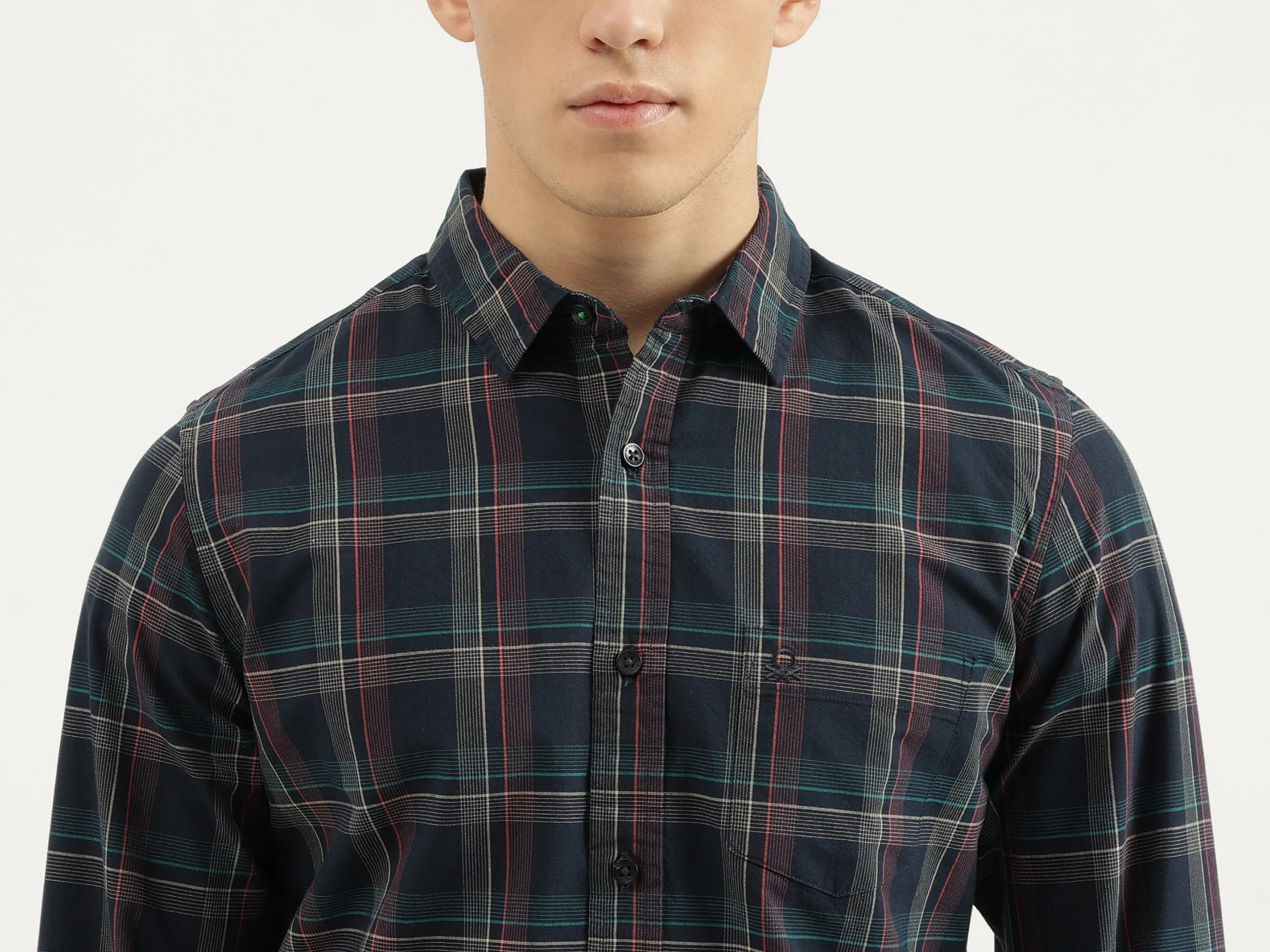 Slim Fit Spread Collar Checkered Shirts