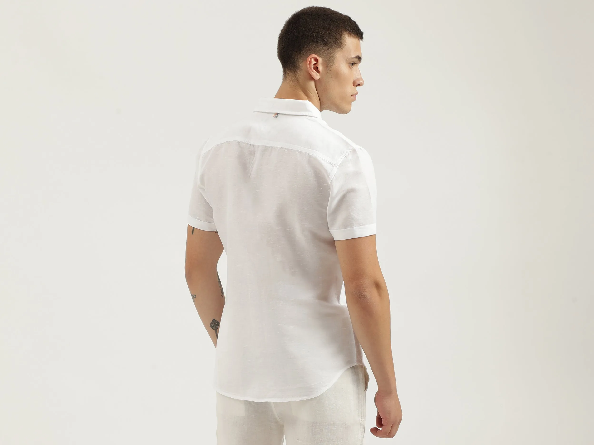 Slim Fit Spread Collar Solid Shirts