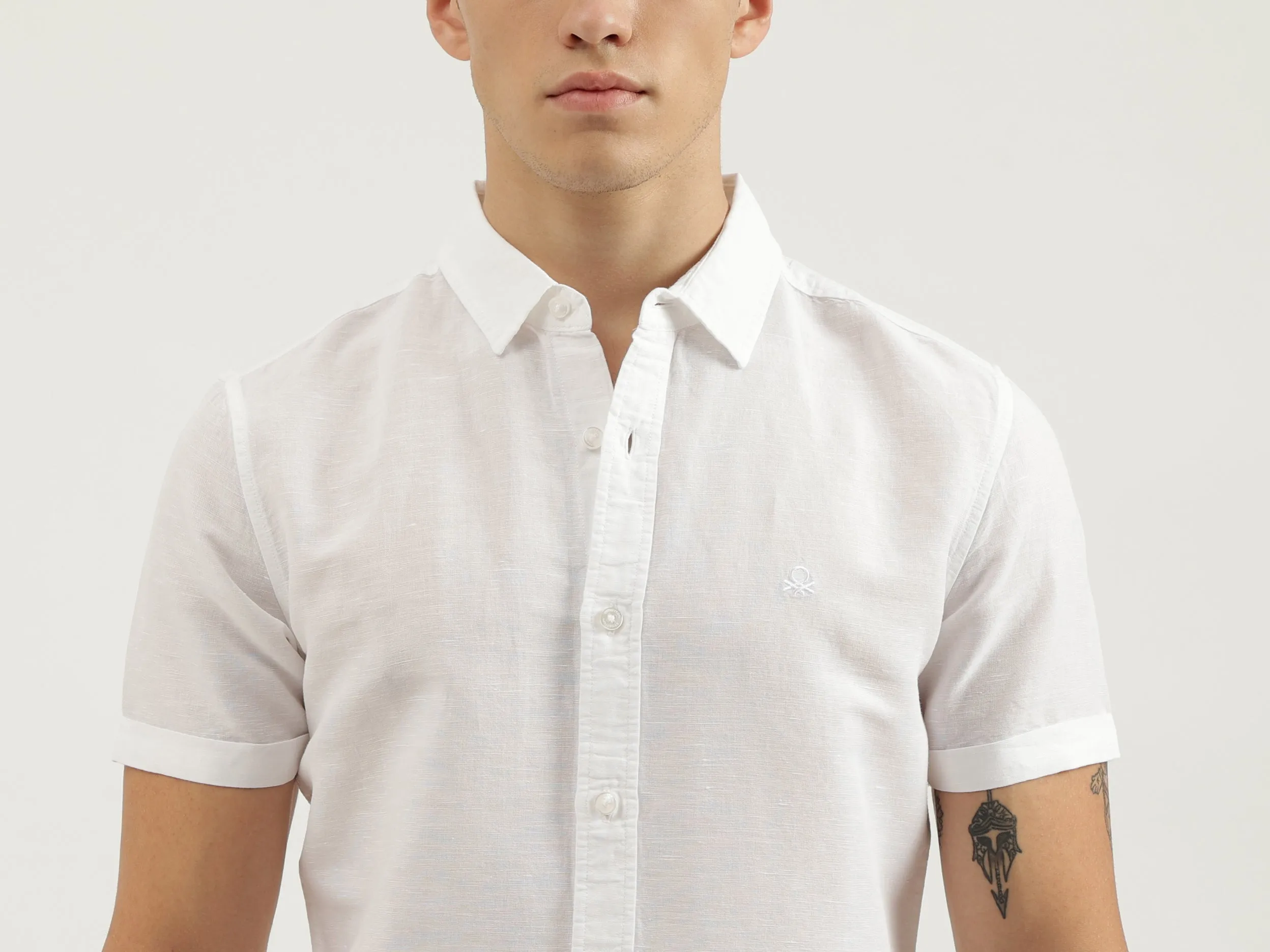 Slim Fit Spread Collar Solid Shirts