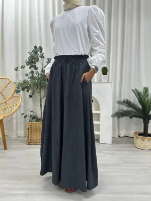 Smocked Waist Striped Skirt