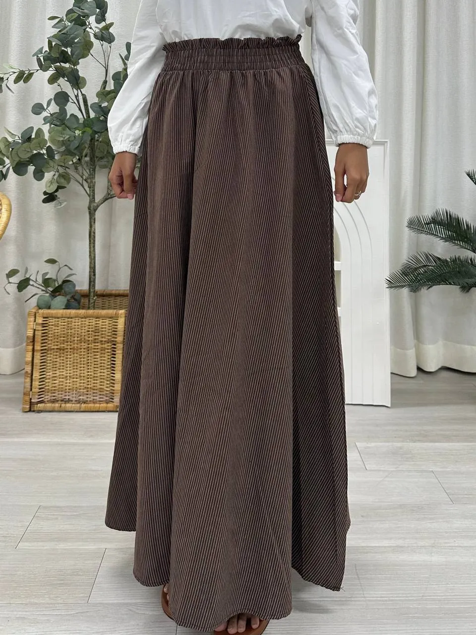 Smocked Waist Striped Skirt