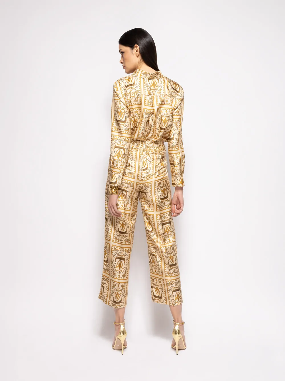 Sonia Crocoprint Printed Silk Twill Pants