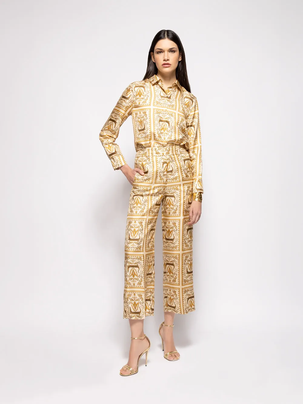 Sonia Crocoprint Printed Silk Twill Pants