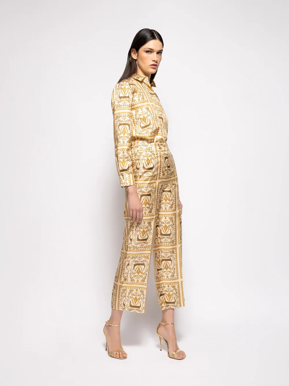 Sonia Crocoprint Printed Silk Twill Pants