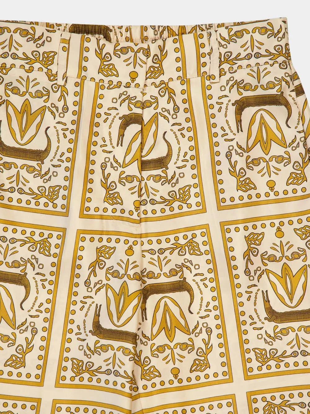 Sonia Crocoprint Printed Silk Twill Pants