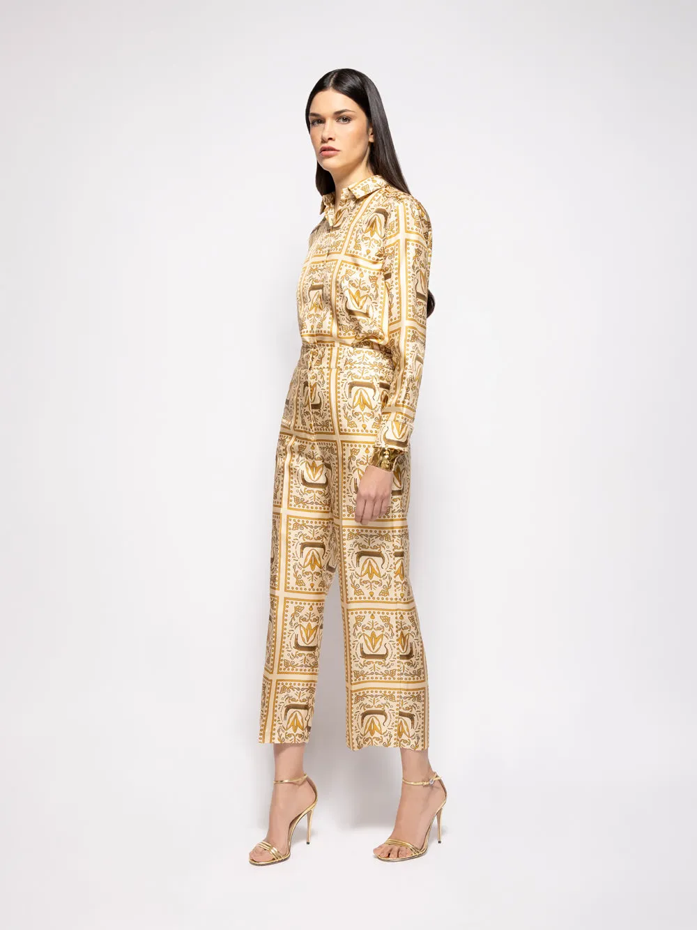 Sonia Crocoprint Printed Silk Twill Pants