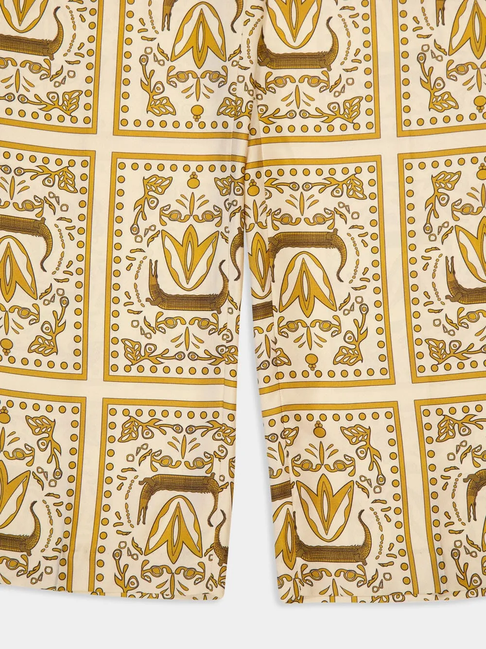 Sonia Crocoprint Printed Silk Twill Pants