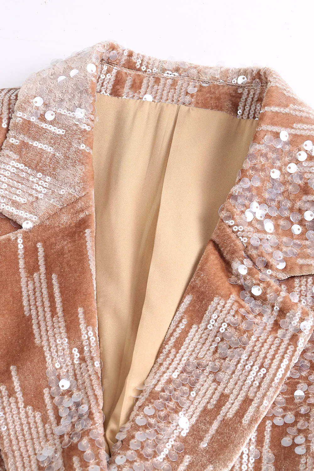 Sparkly Dusty Rose Notched Lapel 2 Pieces Sequins Women Prom Suits