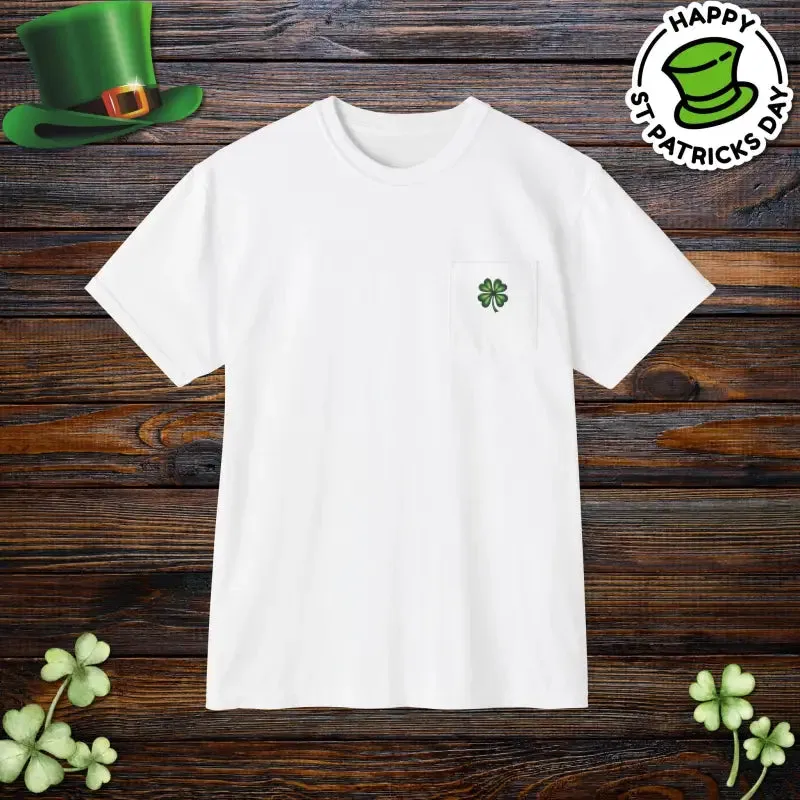 St Patricks Day Clover Pocket Tee Rockin Style