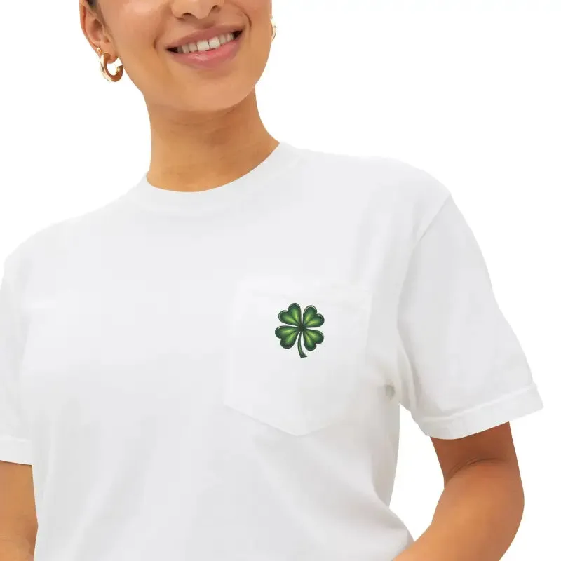 St Patricks Day Clover Pocket Tee Rockin Style