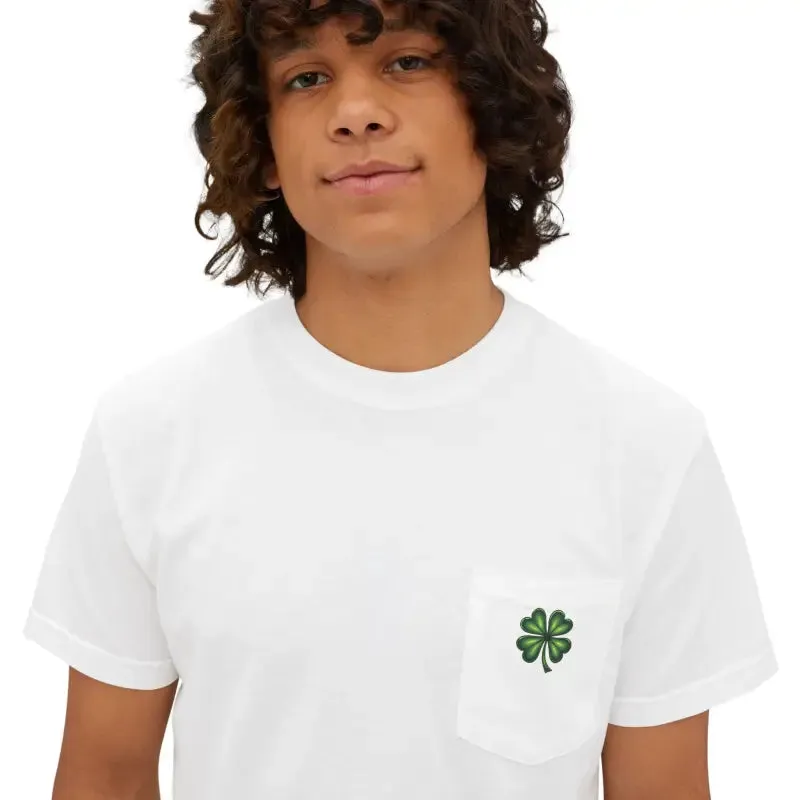 St Patricks Day Clover Pocket Tee Rockin Style