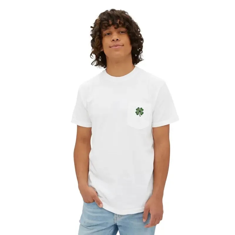 St Patricks Day Clover Pocket Tee Rockin Style