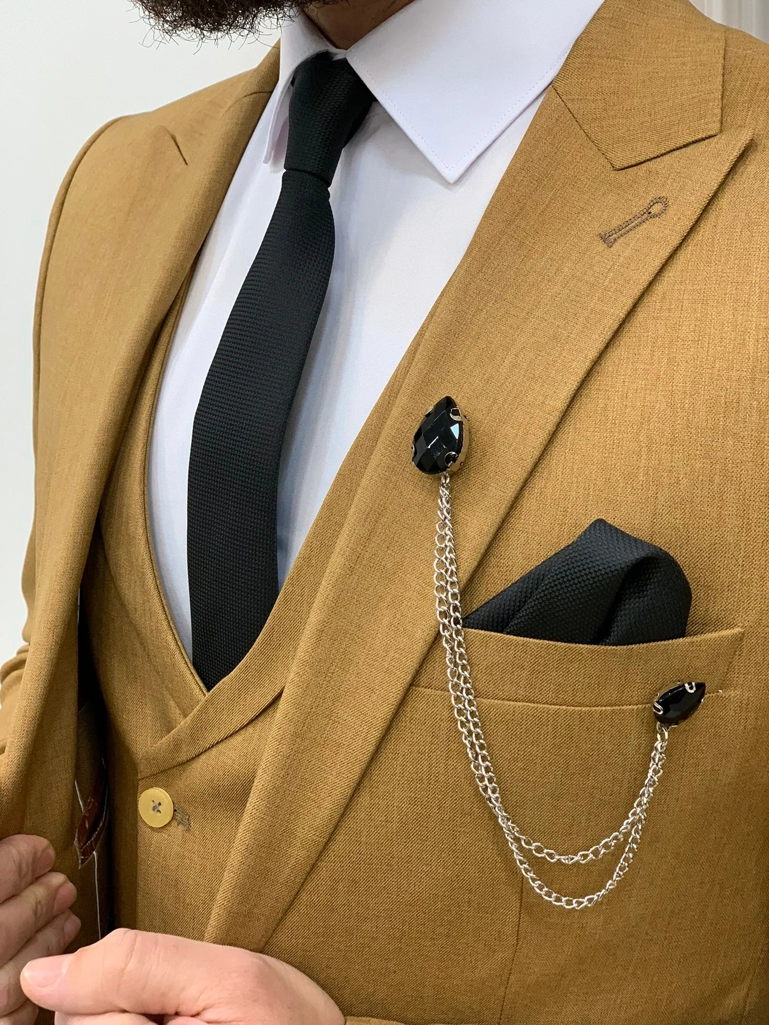 Stefano Mustard Slim Fit Suit - The Perfect Three-Piece Attire for Every Occasion
